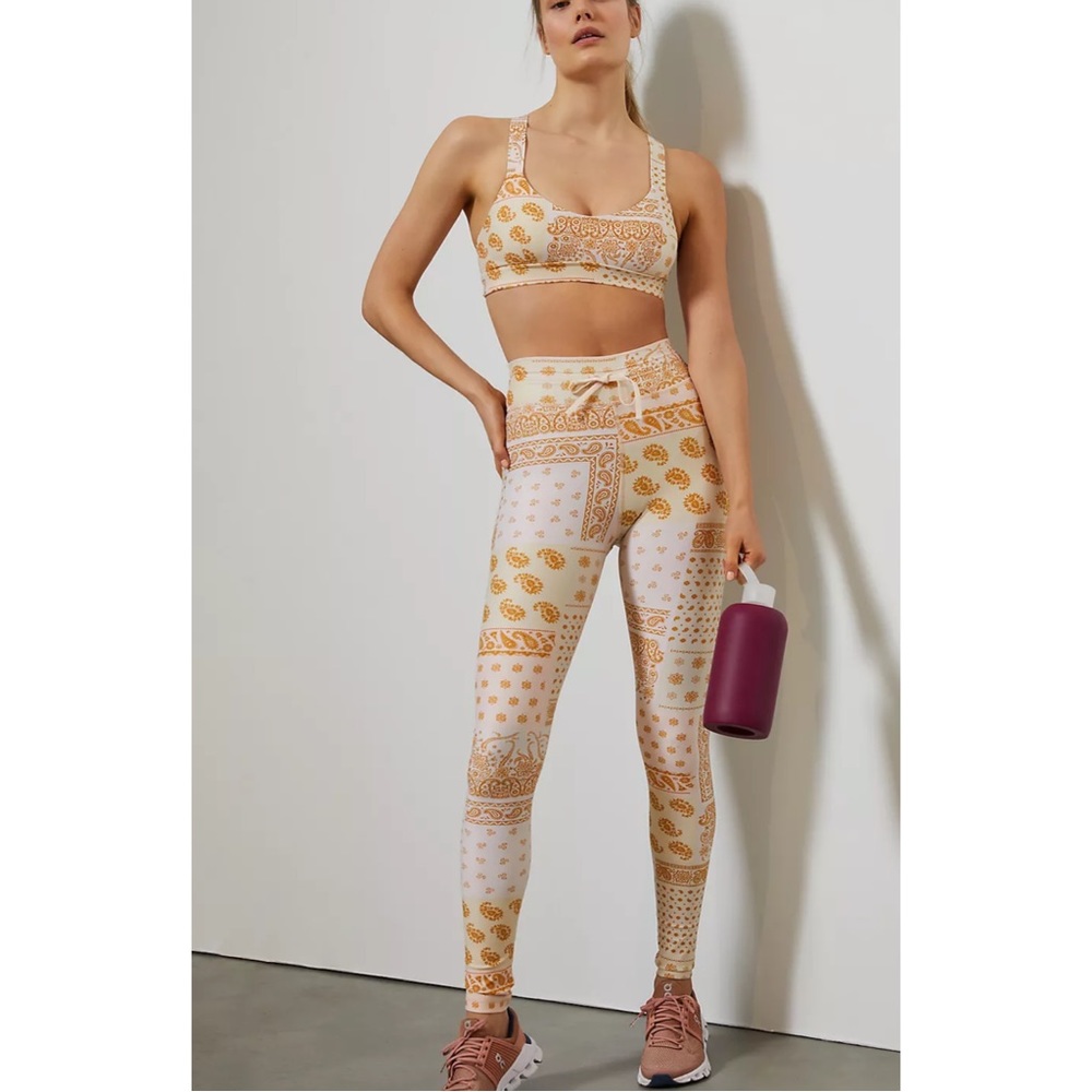 Anthropologie Womens The Upside Carmen Bandana Leggings Aztec Print Cream 8 - Picture 2 of 8